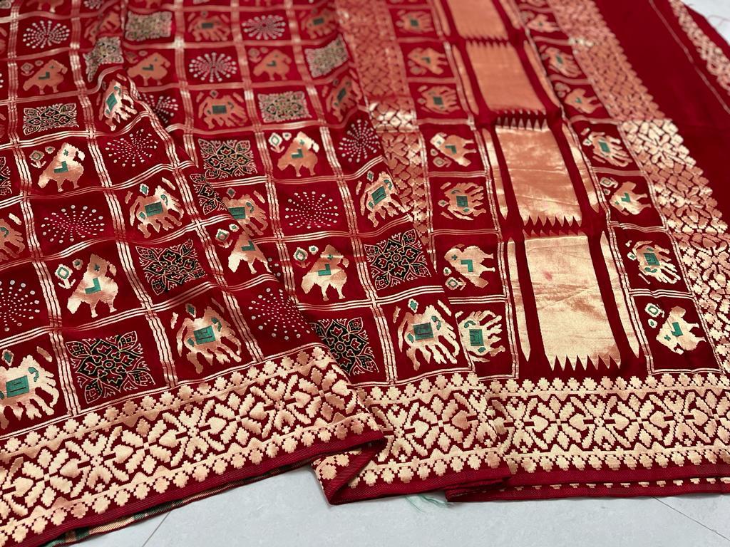 PURE MODAL SILK NATURAL AJRAKH PRINT SAREE